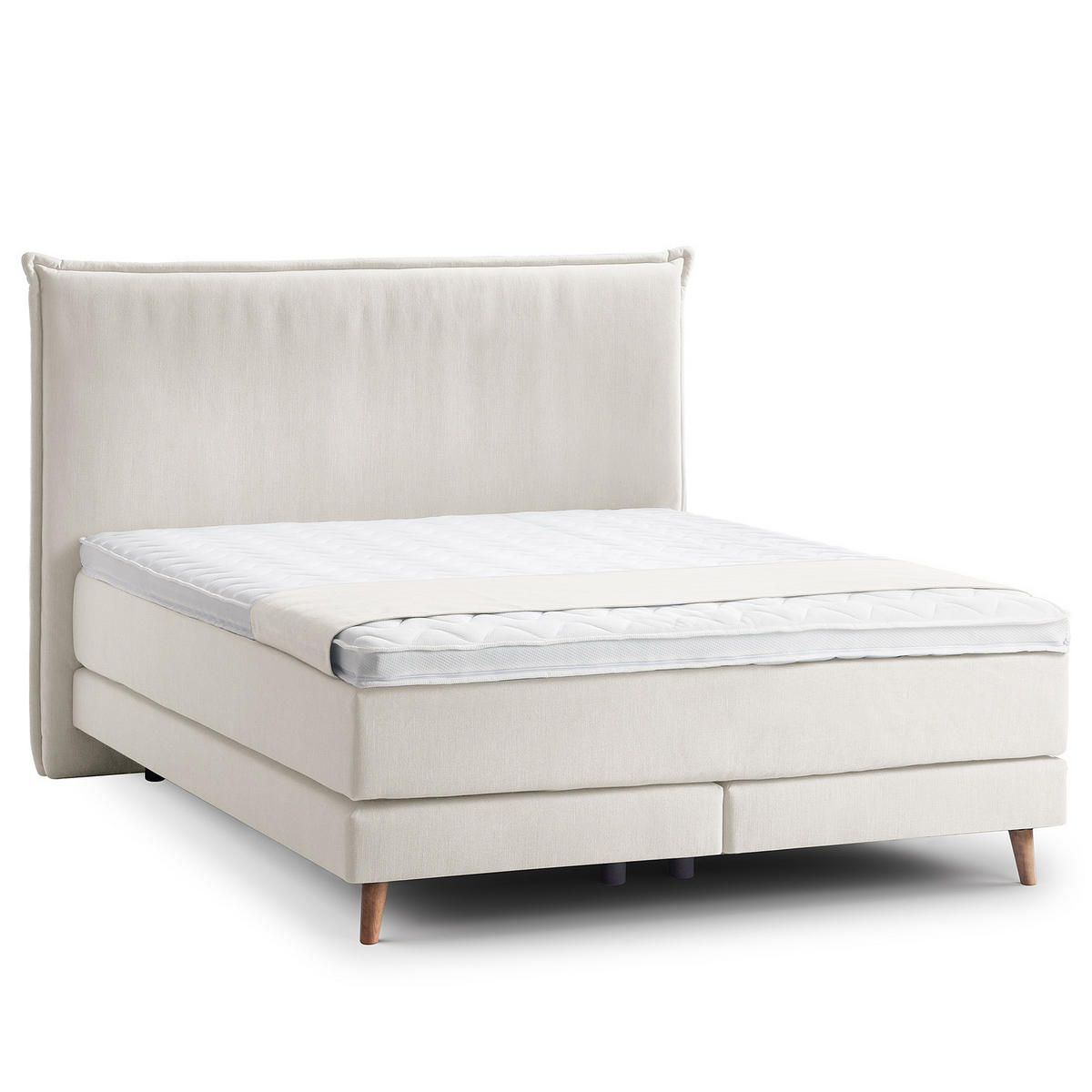 BOXSPRINGBETT - Klassisch - Platinfarben, Holz (160/200cm) - home24