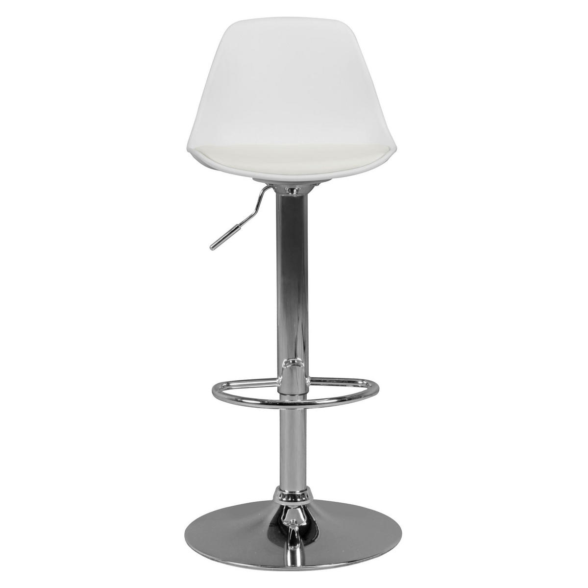 BARHOCKER Lederoptik Verchromt Drehbar BERN, Weiß 40x40x104 cm - Silberfarben/Weiß, Kunststoff/Textil (40/104/40cm) - KADIMA DESIGN