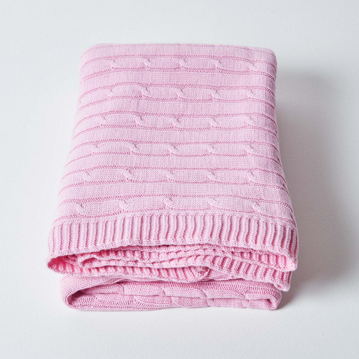 STRICKDECKE 150/200 cm, Baumwolle mit Rautenmuster - Rosa, Textil (150/200cm) - Homescapes