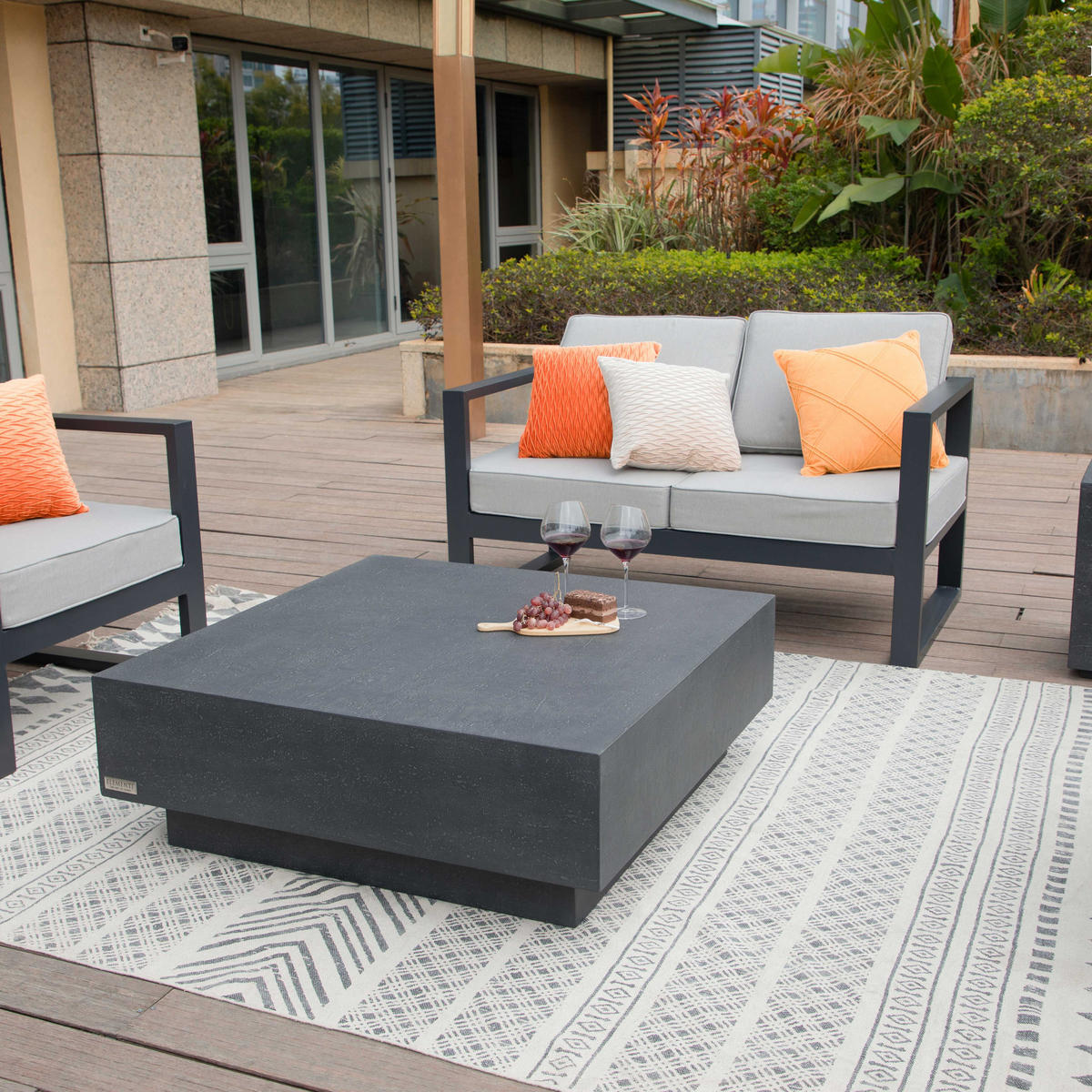 COUCHTISCH TEVERE aus GF-Beton Quadratisch, Wetterbeständig, 102x102x36 cm - Dunkelgrau, Naturmaterialien (102/102/36cm) - Elementi