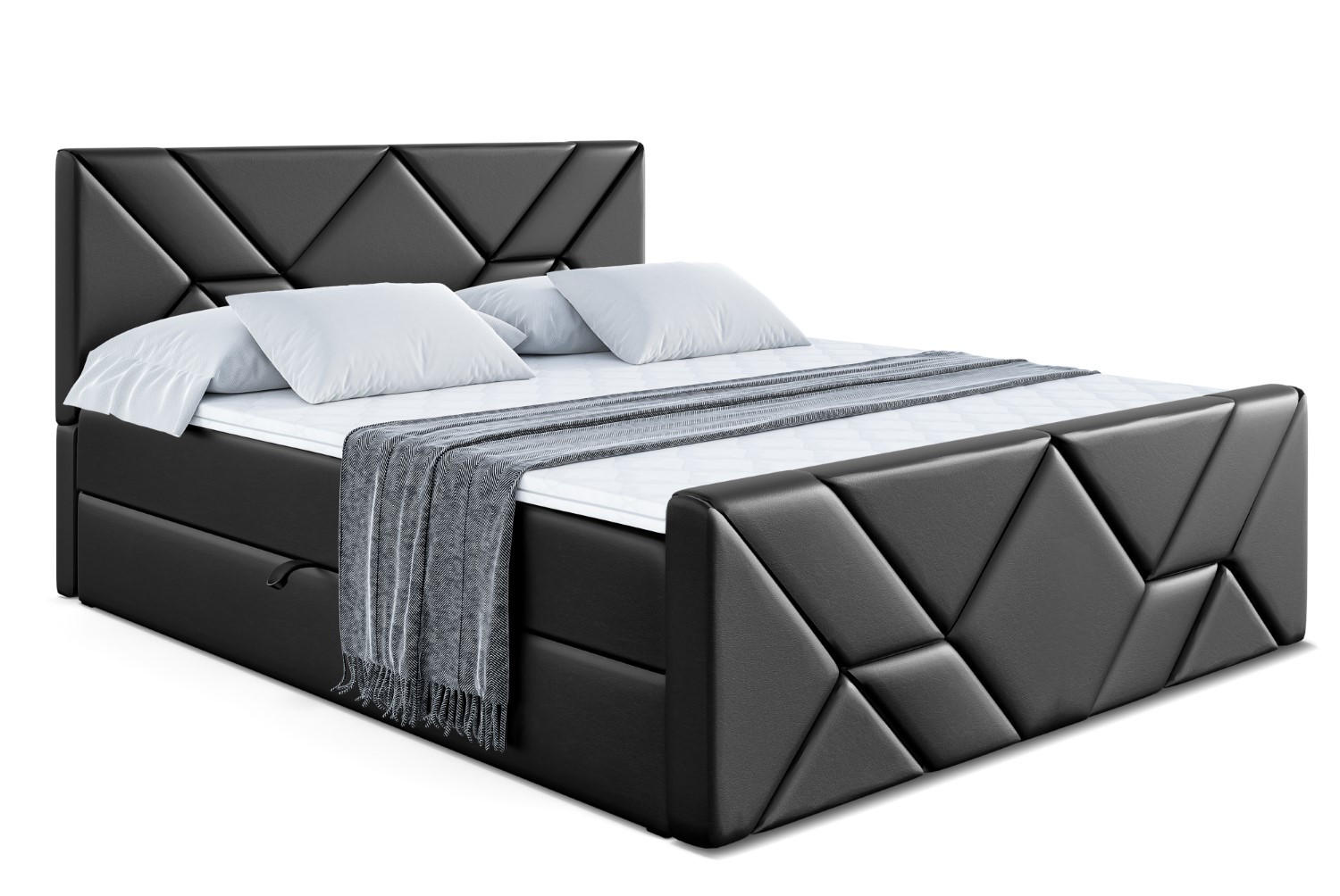 Altdecor Boxbett Schwarz Hochglanz 120x200 cm
