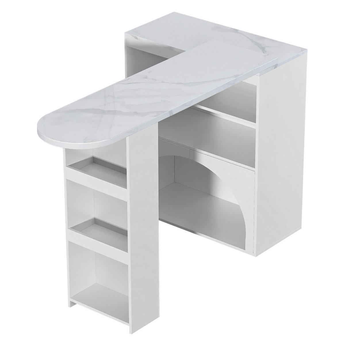 BAROVÝ a jídelní stůl 120(+80)/40/100 cm bílý z MDF s výsuvnou deskou a úložným prostorem - bílá, kompozitní dřevo (120/40/100cm) - OKWISH