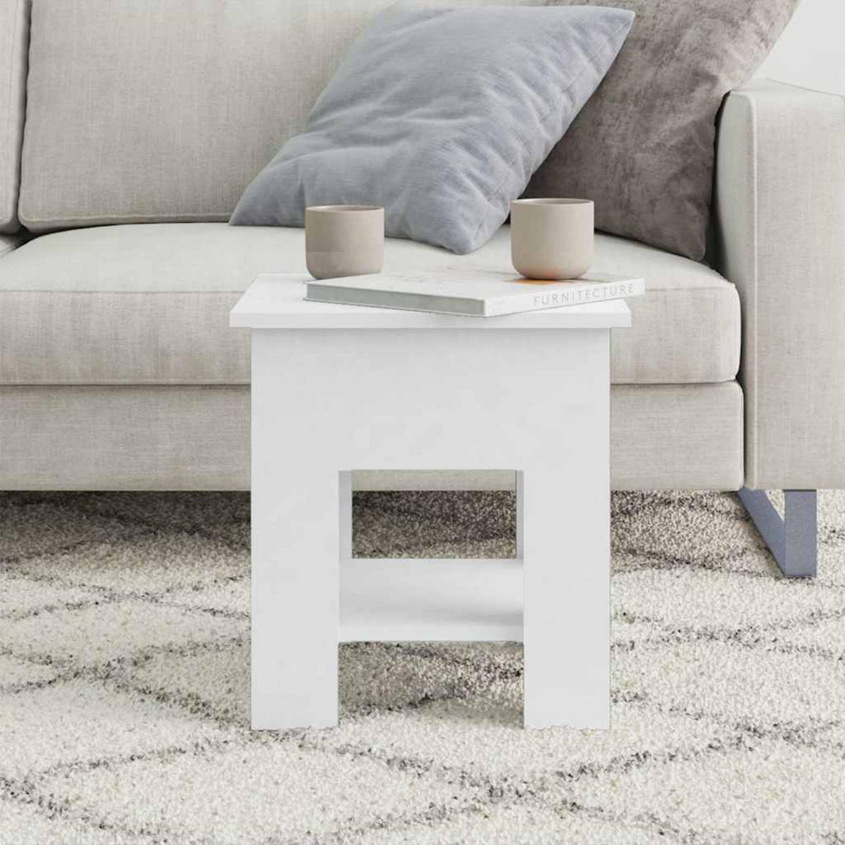 COUCHTISCH Weiss 40/40/42 Cm Holzwerkstoff - Weiß, Holzwerkstoff (40/40/42cm) - vidaXL
