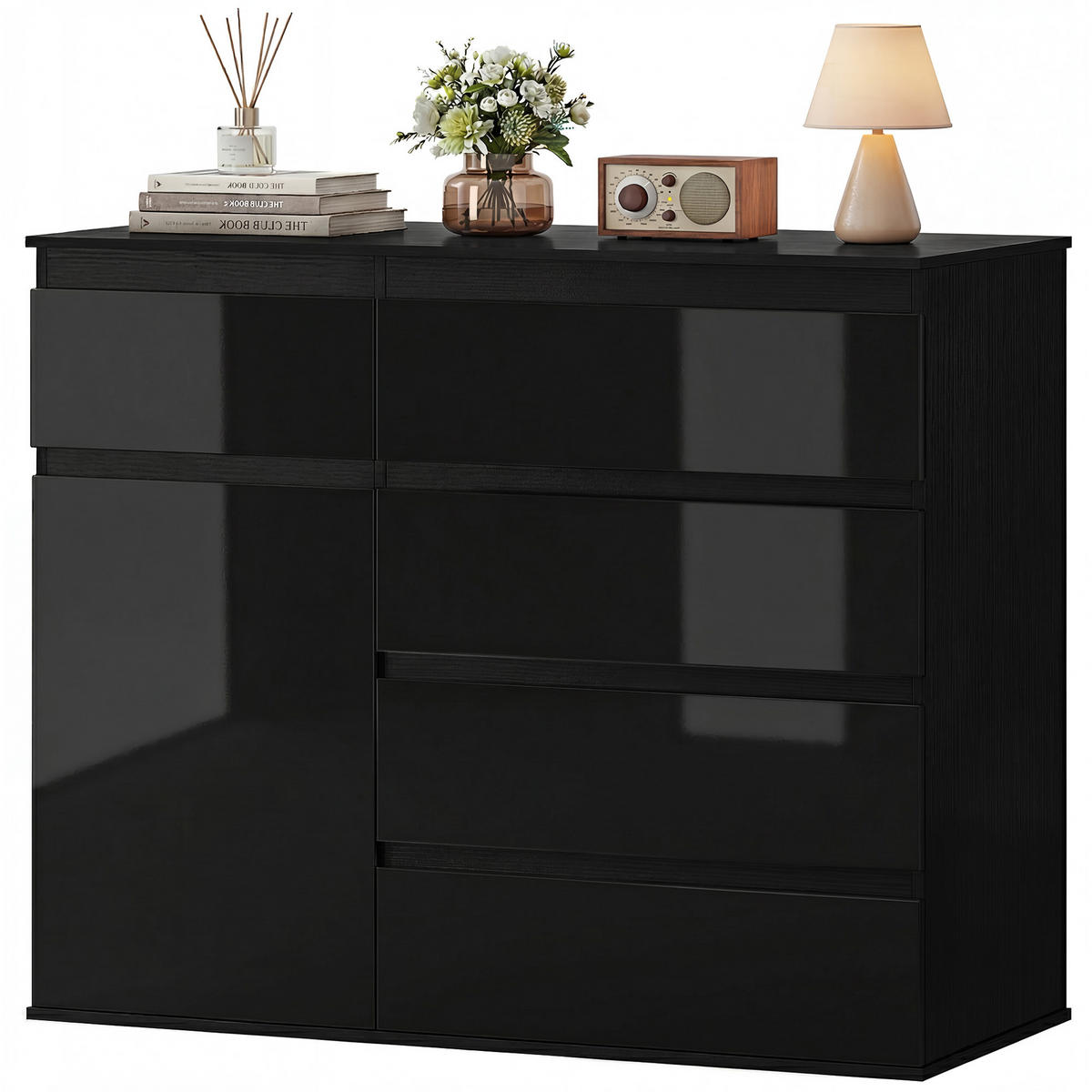 NACHTTISCH Schwarz 40.0/100.0/80.0cm - Schwarz, Holzwerkstoff (100/80/40cm)