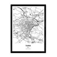 POSTER Karte Von Turin - Italien A3 Rahmenlos - Klar, Papier (29.7/5/42cm) - Nacnic