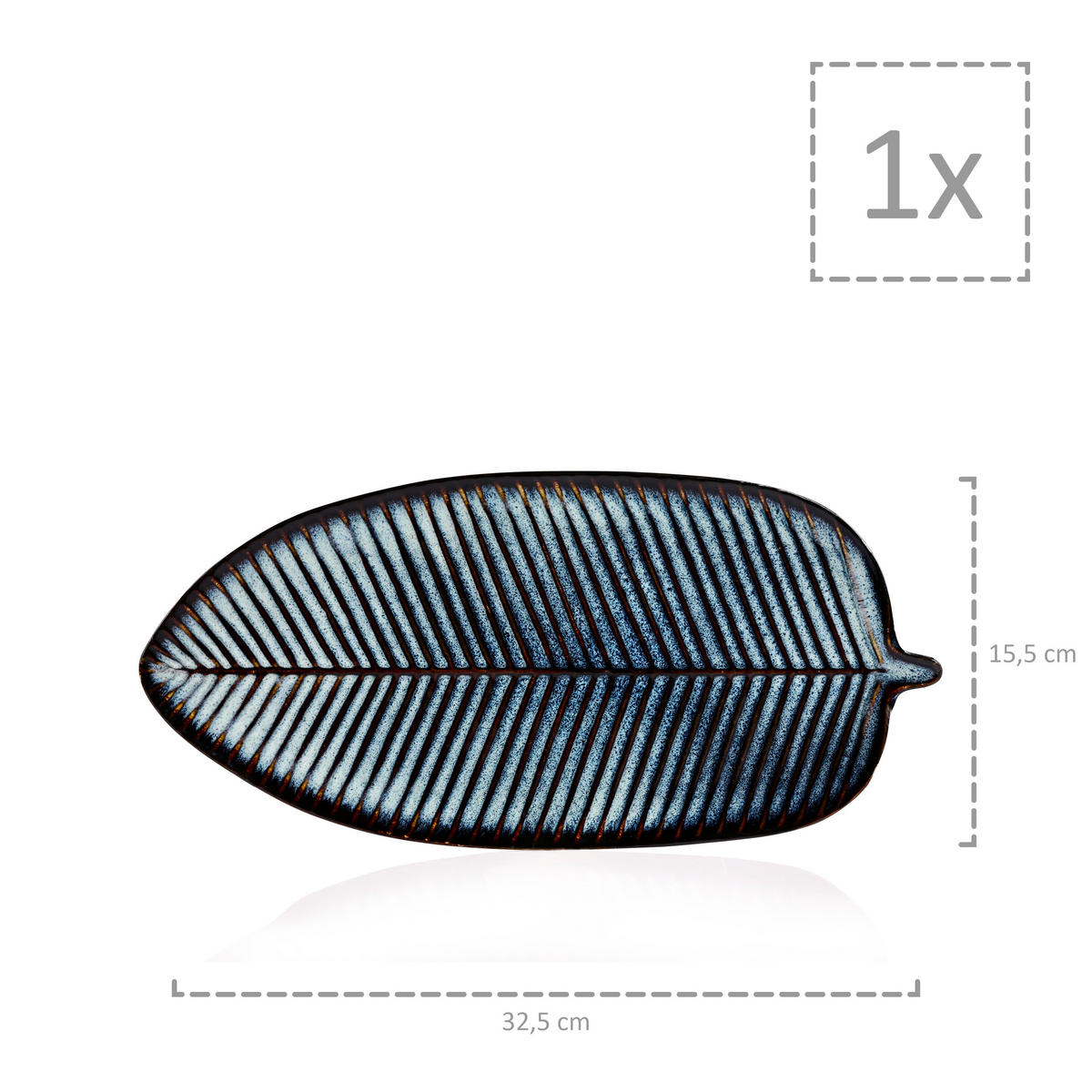 SERVIERTELLER TOKIO - Blattoptik aus Steingut - Dunkelblau, Keramik (39.3/11.95/22.25cm) - Sänger