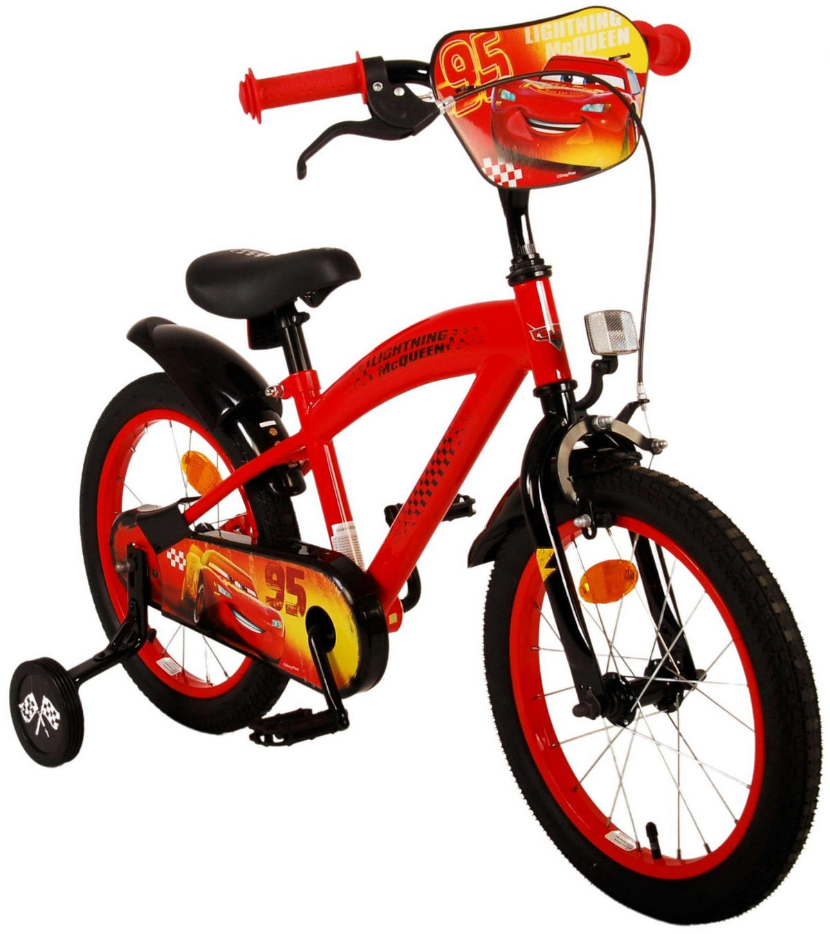 KINDERFAHRRAD Disney Cars - Jungen - 16 Zoll - Rücktritt + Handbremse - Rot - Rot, Metall (45cm) - TPFSports