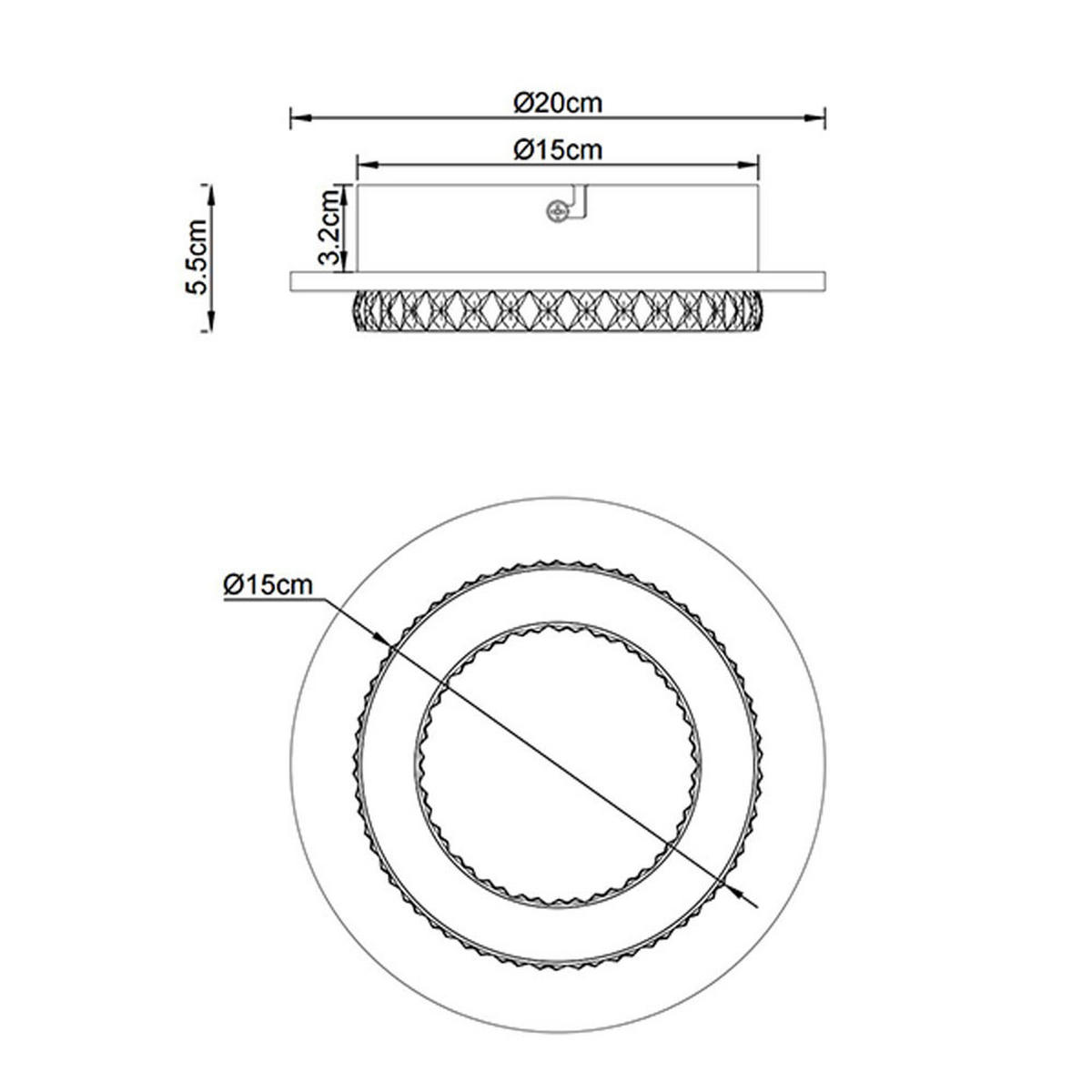 DECKENLEUCHTE JAYDEN, LED, Schwarz, Metall, Kristalloptik - Schwarz, Metall (20/20/5.5cm) - Globo Lighting