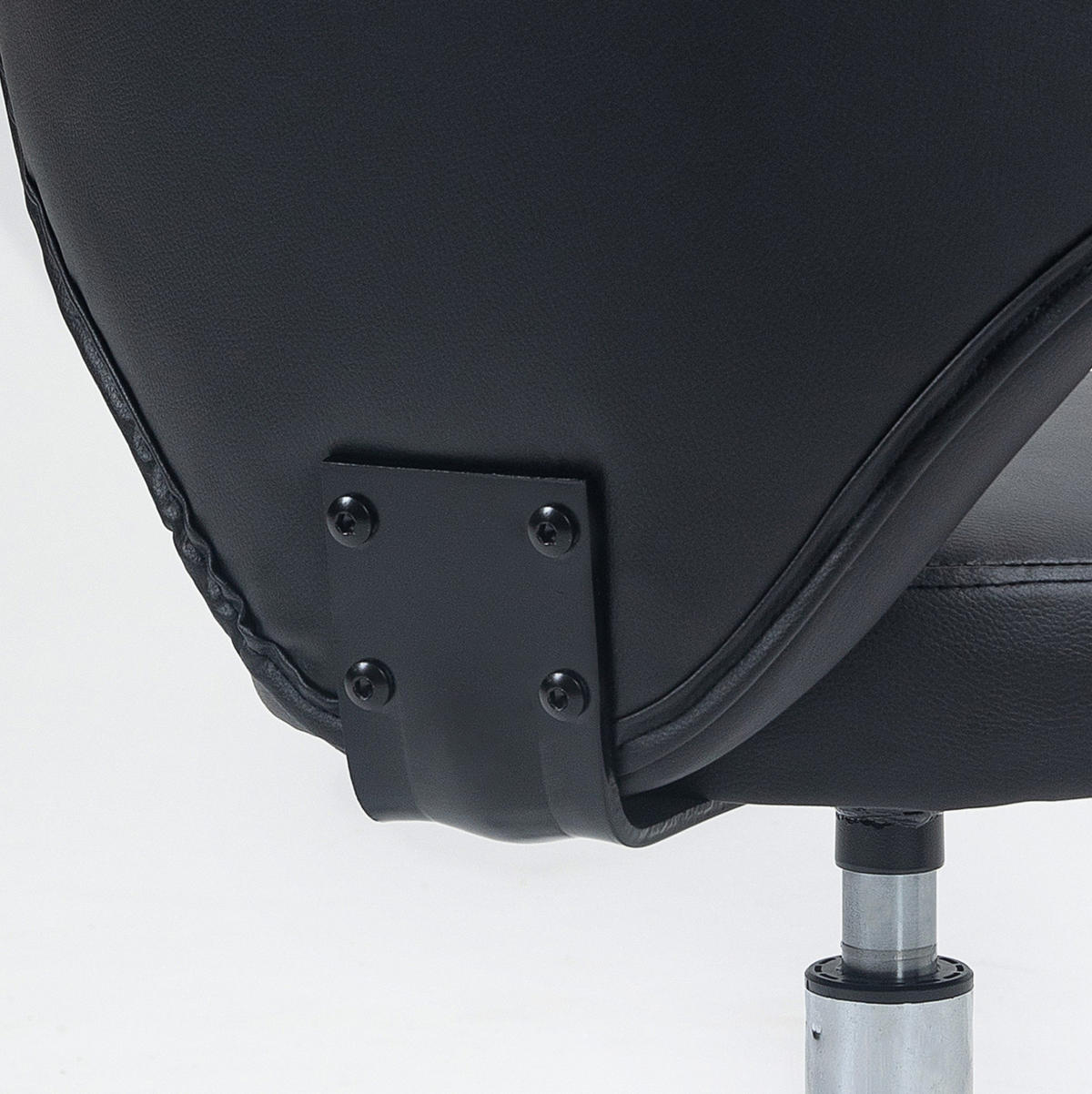 DREHSTUHL 45/54/88 cm schwarz aus Kunstleder drehbar mit Lehne - Schwarz, Leder (45/88/54cm) - OKWISH