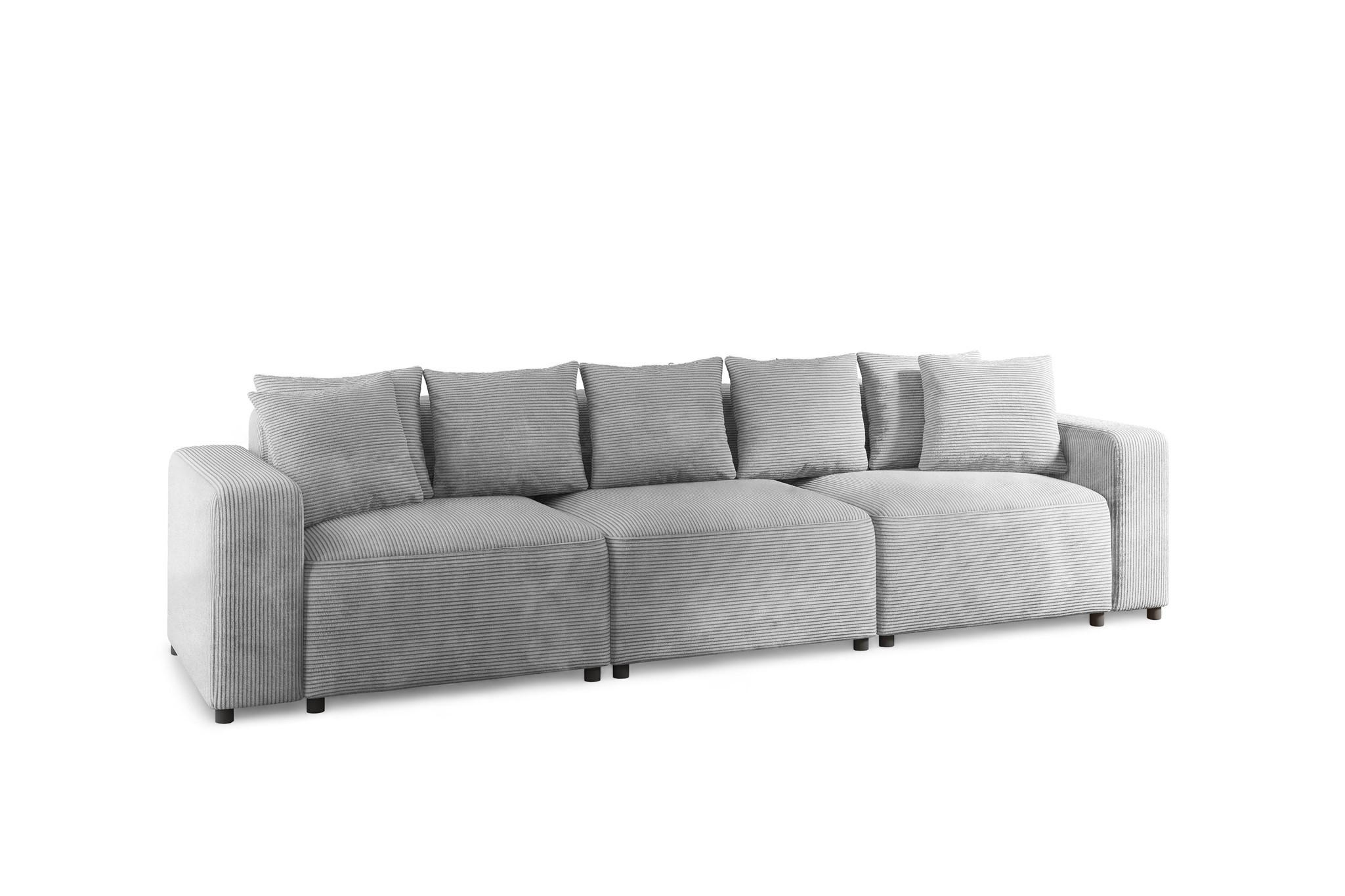 SOFA Megan 3-sitzer In Poso - Hellgrau, Holzwerkstoff/Textil (327/75/98cm) - Fun Möbel