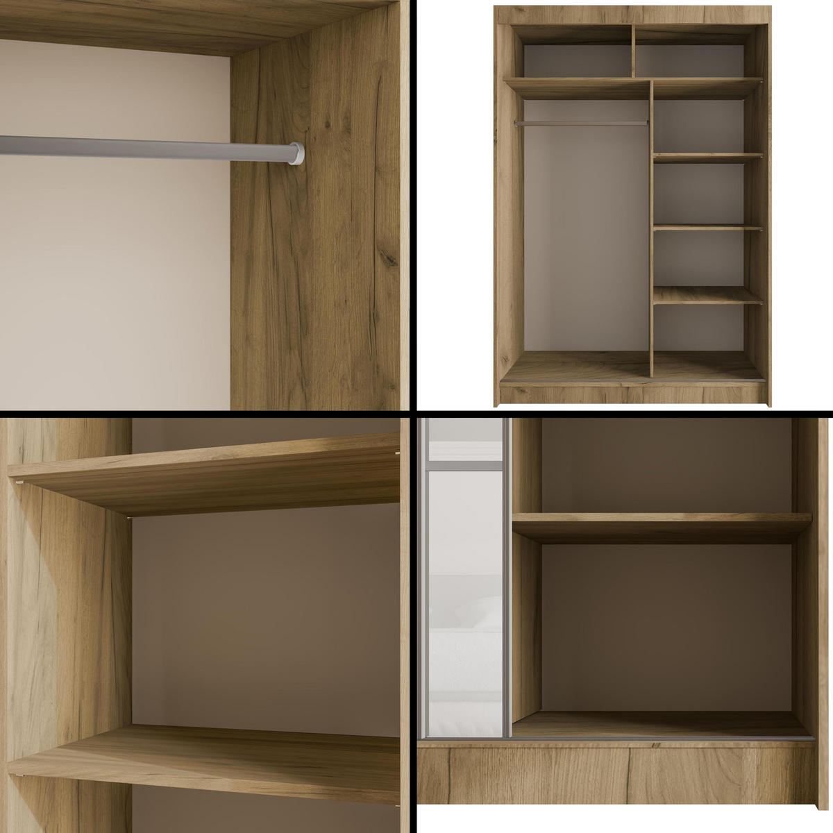KLEIDERSCHRANK PEKA III - 120 cm - Braun|Weiß - Braun/Weiß, Holzwerkstoff (120/215/61cm) - ALTDECOR