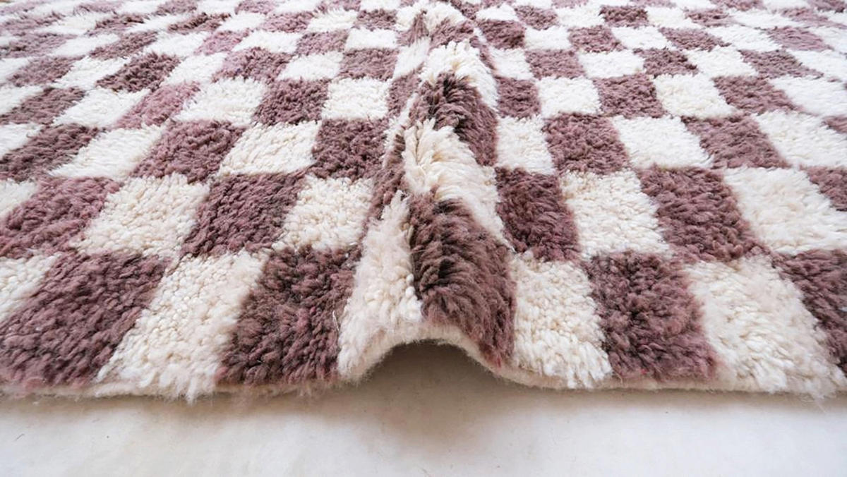 BERBERTEPPICH aus Marokko aus Wolle kariert 200x 300 cm - Braun, Naturmaterialien (200/300cm) - AFK Living