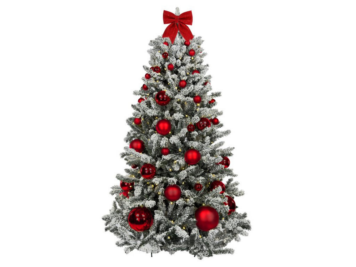 WEIHNACHTSBAUMSCHMUCK-SET ROTEWEIHNACHTEN 73-teilig, für Weihnachtsbäume 120–210 cm, inkl. Aufbewahrungsbox - Rot, Kunststoff/Textil (55/50/75cm) - LAALU