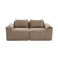SOFA modulares 2-Sitzer 188 x 90 x 75 cm Cord Khaki - Braun, Kunststoff (188/75/90cm) - Meubliv
