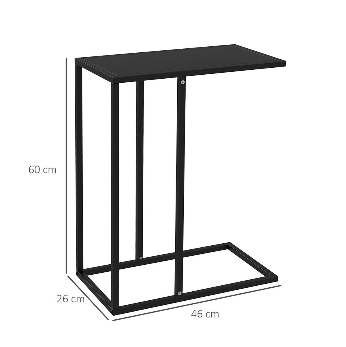 SOFA-BEISTELLTISCH 46/26/60 cm in C-Form, schwarz, aus Stahl - Schwarz, Metall (26/46/60cm) - BEAOK