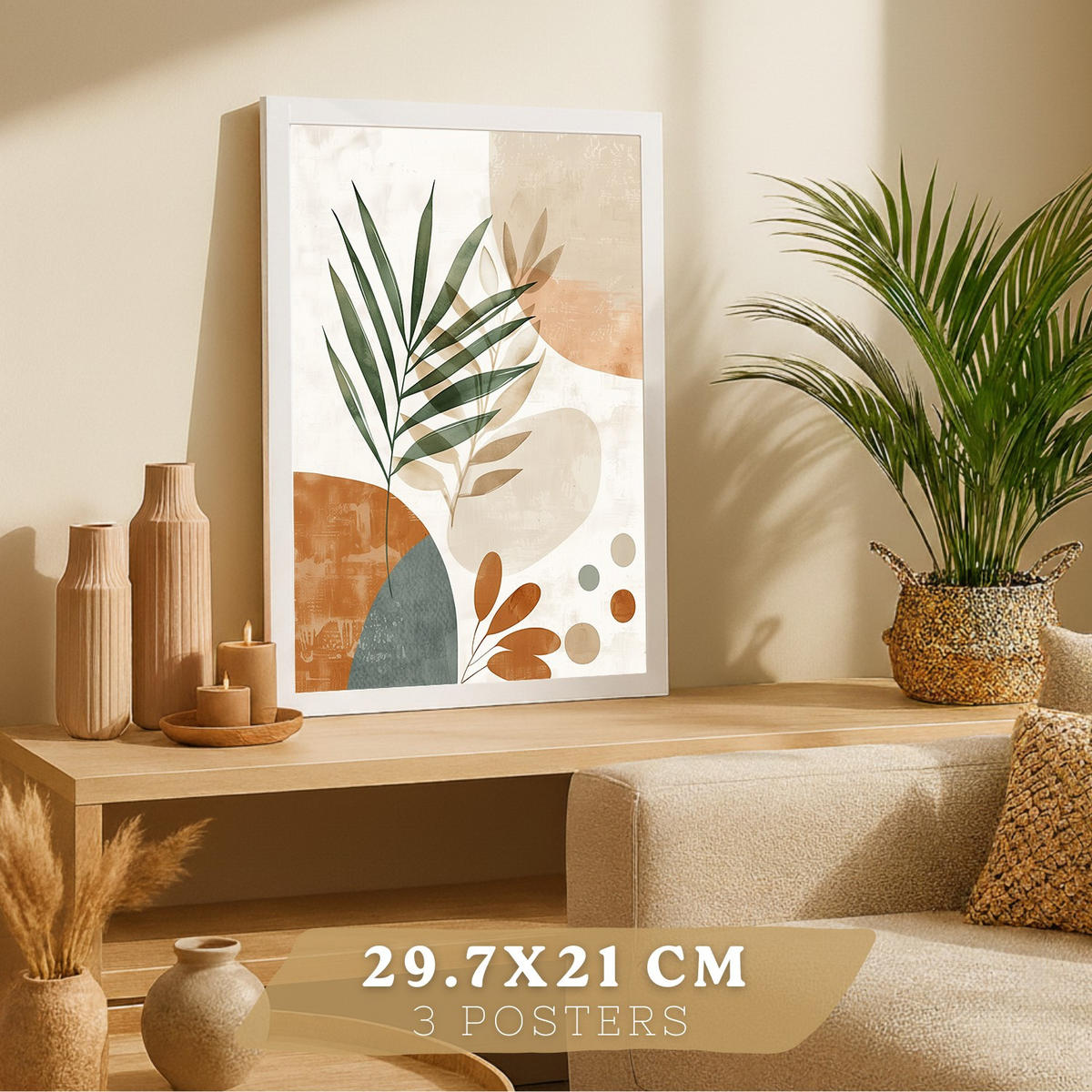 PLAKAT Sada 3 Rostlinná půda A3 Bílý rám - bílá, papír (29.7/1/42cm) - Nacnic