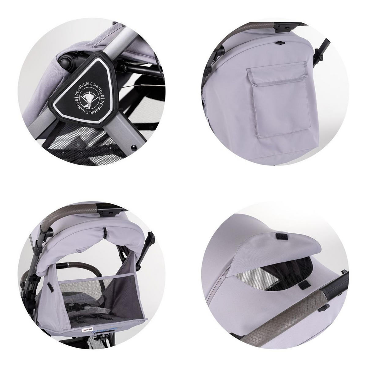 KINDERWAGEN Omnia PU-Räder grau klappbar, Stoßdämpfer, Sonnendach, Fußsack - Grau, Metall (69/63/102cm) - Chipolino