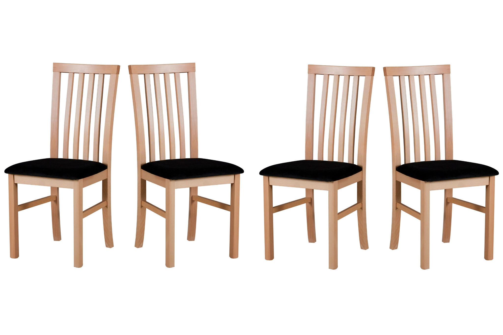 ESSZIMMERSTUHL - Set 4x Milano 1, buche, neve 100  - Buchefarben/Schwarz, Holz (43/93/40cm) - Leaf Design