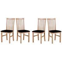 ESSZIMMERSTUHL - Set 4x Milano 1, buche, neve 100  - Buchefarben/Schwarz, Holz (43/93/40cm) - Leaf Design