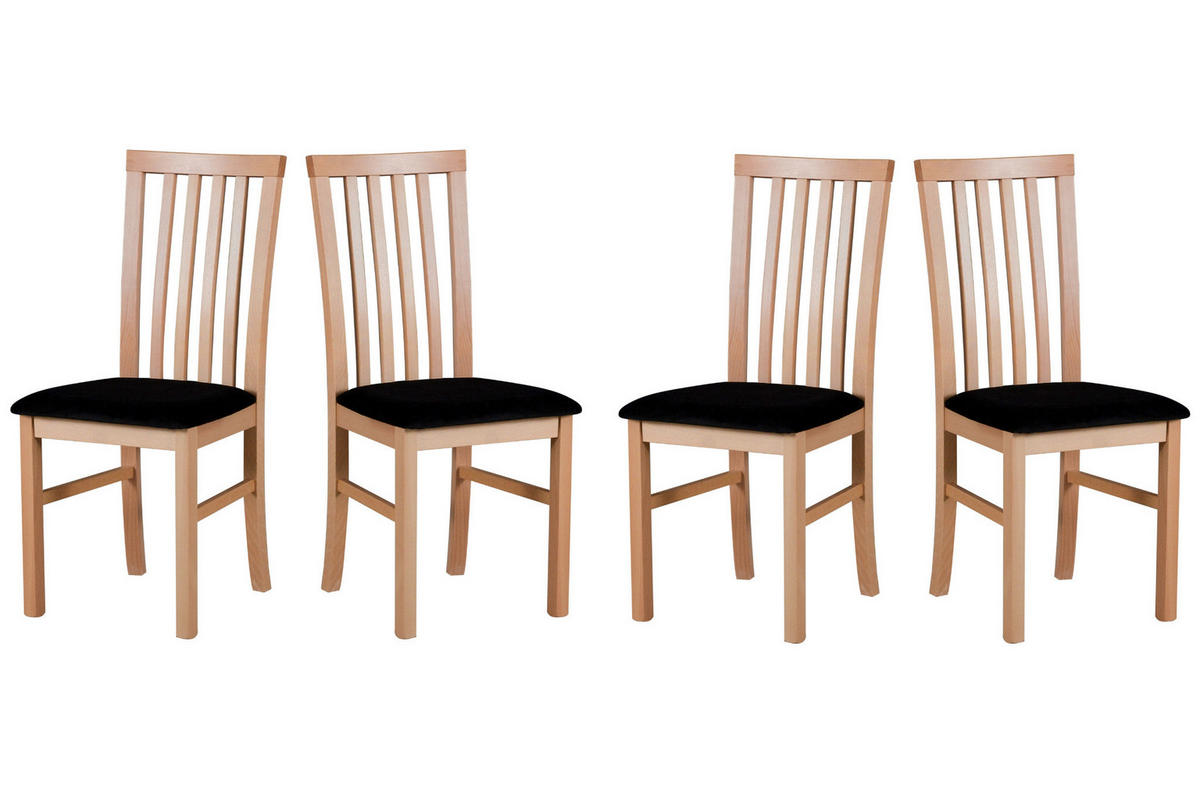 ESSZIMMERSTUHL - Set 4x Milano 1, buche, neve 100  - Buchefarben/Schwarz, Holz (43/93/40cm) - Leaf Design
