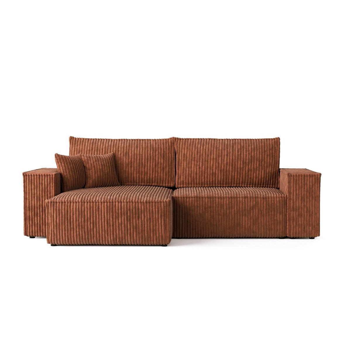 ROHOVÁ SEDAČKA CAVO, textil, Měděná - černá/měděná, dřevo/kompozitní dřevo (255/148cm) - AltaBeds