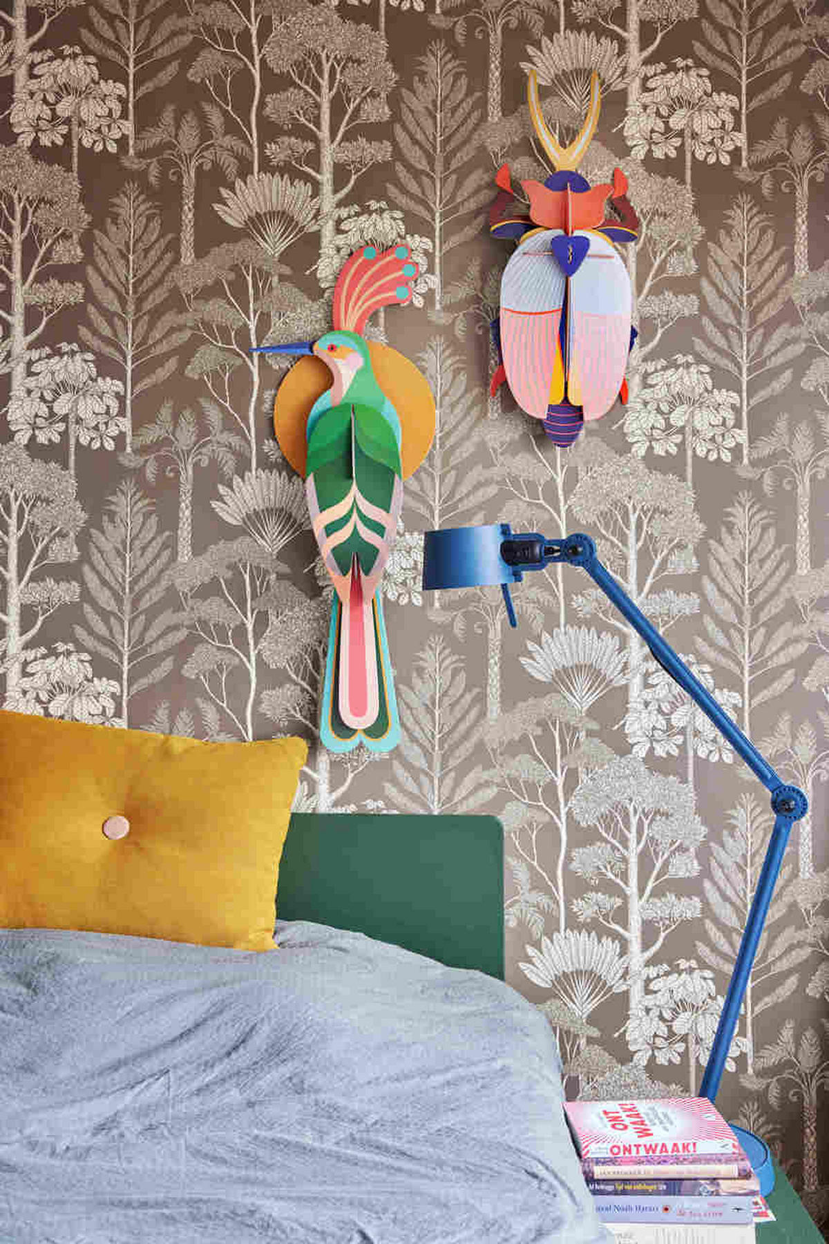 WANDDEKO Tropenvogel 33/9 cm - Pink/Grün, Wellpappe (33/9/87cm) - KUNSTLOFT