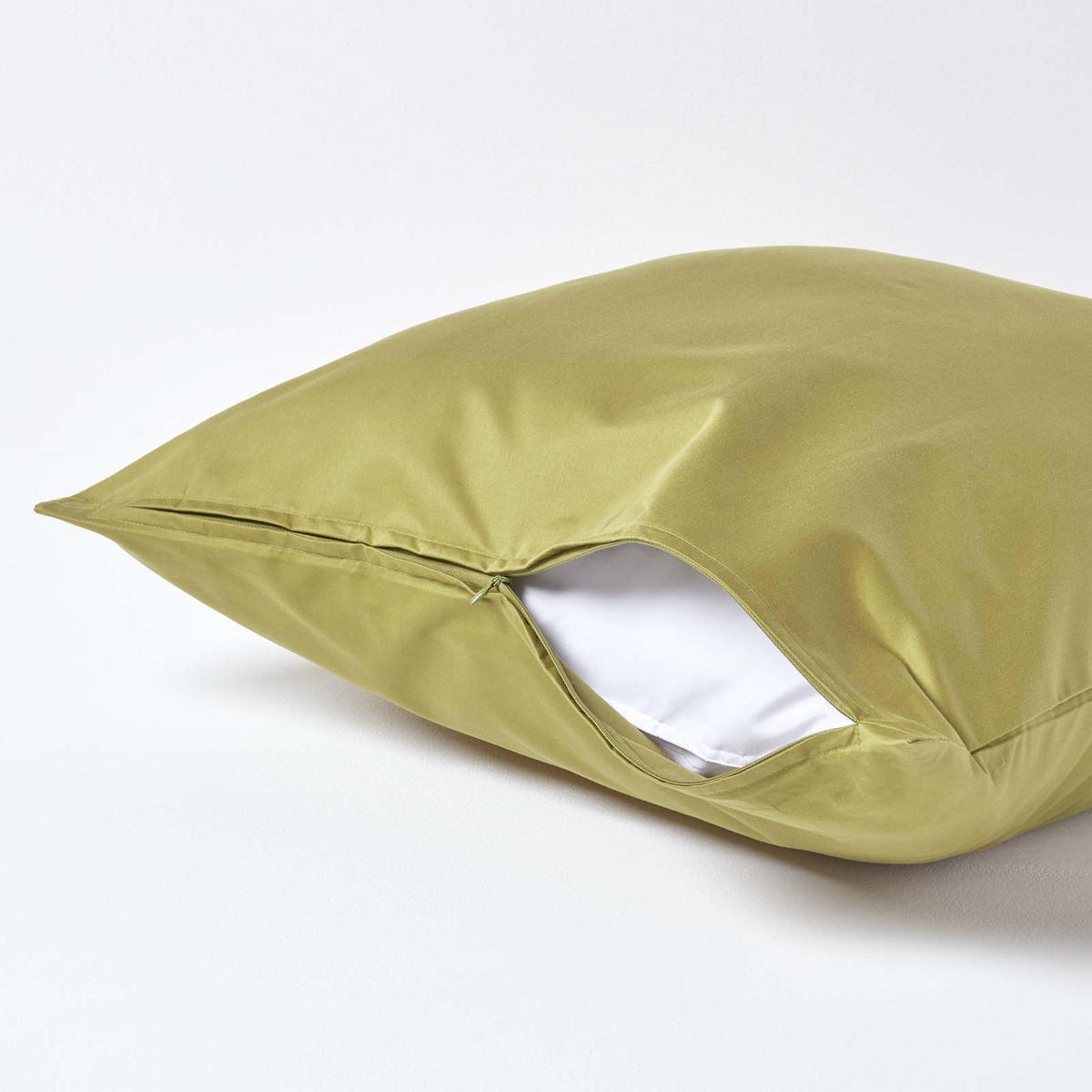 KISSENBEZUG Premium, Ägyptische Baumwolle, Fadendichte 1000 - Olivgrün, Textil (60/60cm) - Homescapes