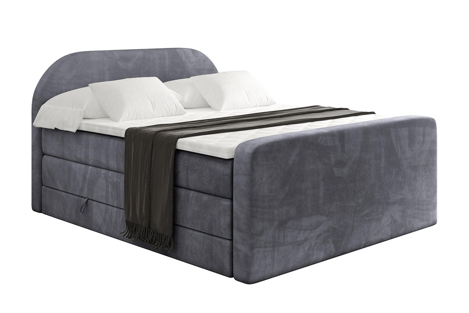 BOXSPRINGBETT mit Matratze und Lattenrost - NOX-Z KING-160x200 - Dunkelgrau Casablanca - Dunkelgrau, Holzwerkstoff (160/200cm) - ALTDECOR