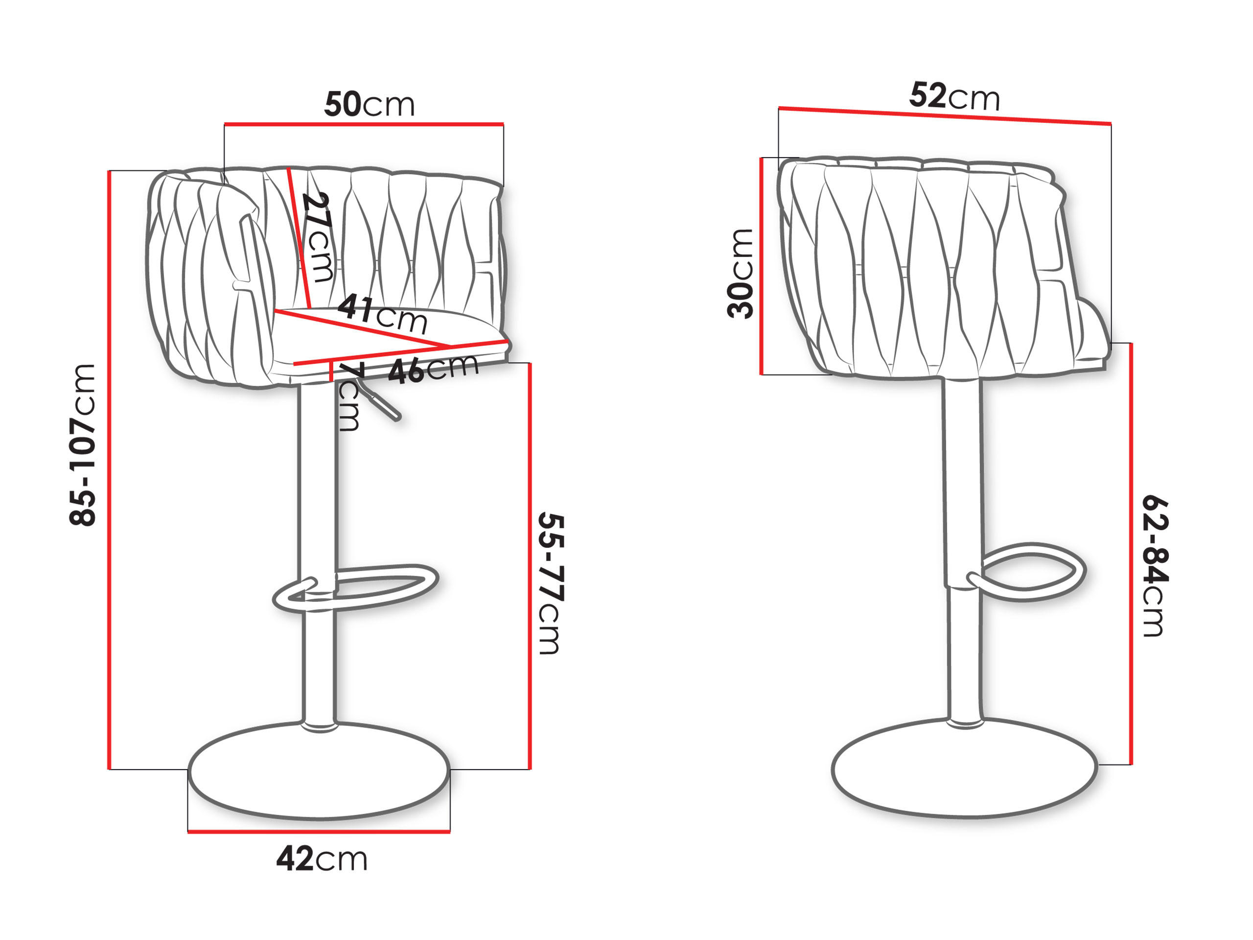 Thumbnail - Mirjan24 Barhocker-Set, Grau, Textil, 1-Sitzer, 50x107x52 cm, Esszimmer, Barmöbel, Barhocker