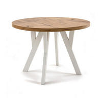 ESSTISCH ausziehbar rund ATO, 100-200 cm, Dekor Lancelot, weiße Holzbeine - Weiß/Braun, Holzwerkstoff/Buchenholz (100/100/77cm) - VENASI MÖBEL