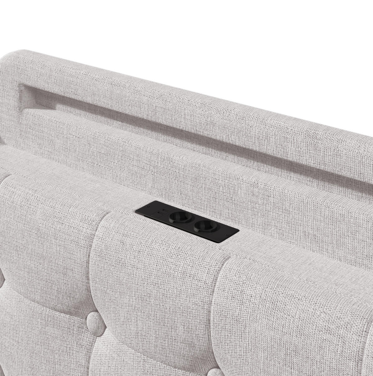 ČALOUNĚNÁ postel 140/200 cm béžová z lnu s LED osvětlením a úložným prostorem - béžová, textil (140/200cm) - OKWISH