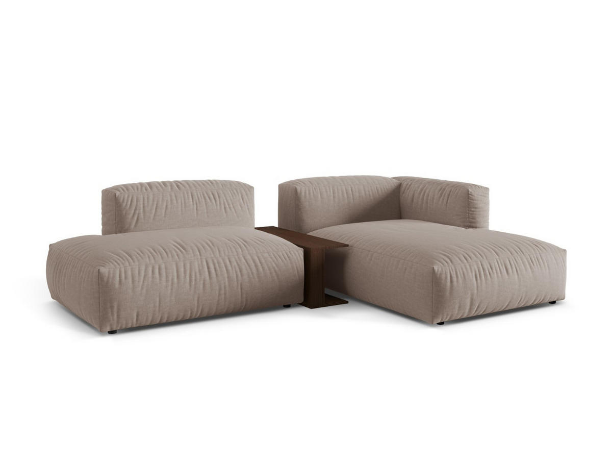 ECKSOFA modular rechts Martina aus strukturiertem Stoff dunkelbeige 2 Sitzplätze - Mokka, Textil (176/285cm) - Micadoni