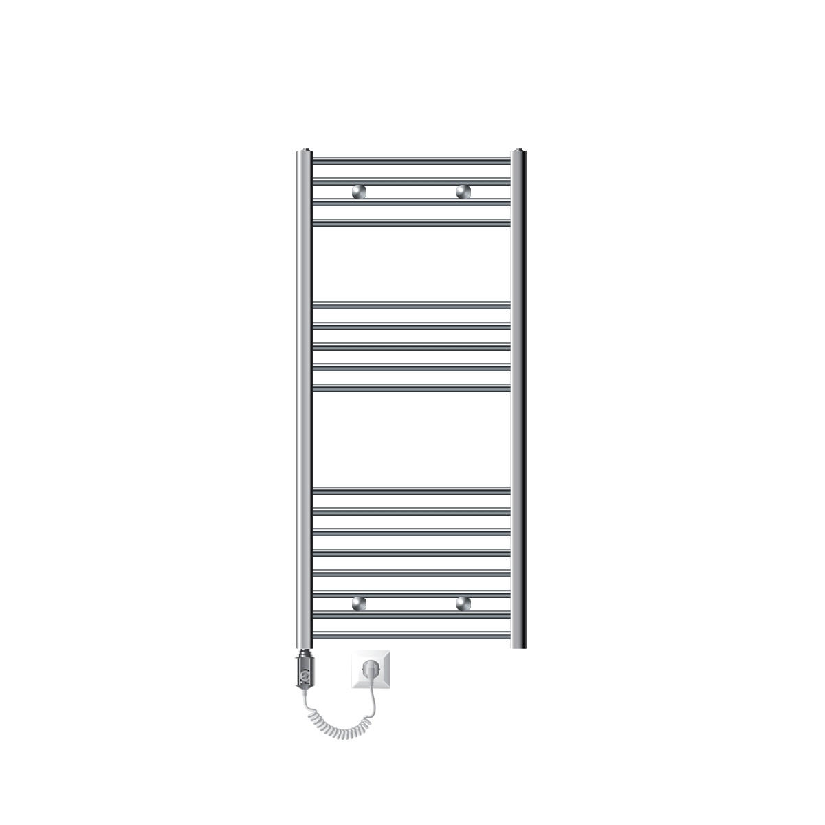BADHEIZKÖRPER elektrisch Sahara 600x1200 mm Chrome gebogen mit Heizstab 900W - Chromfarben, Metall (3/120/60cm) - LuxeBath