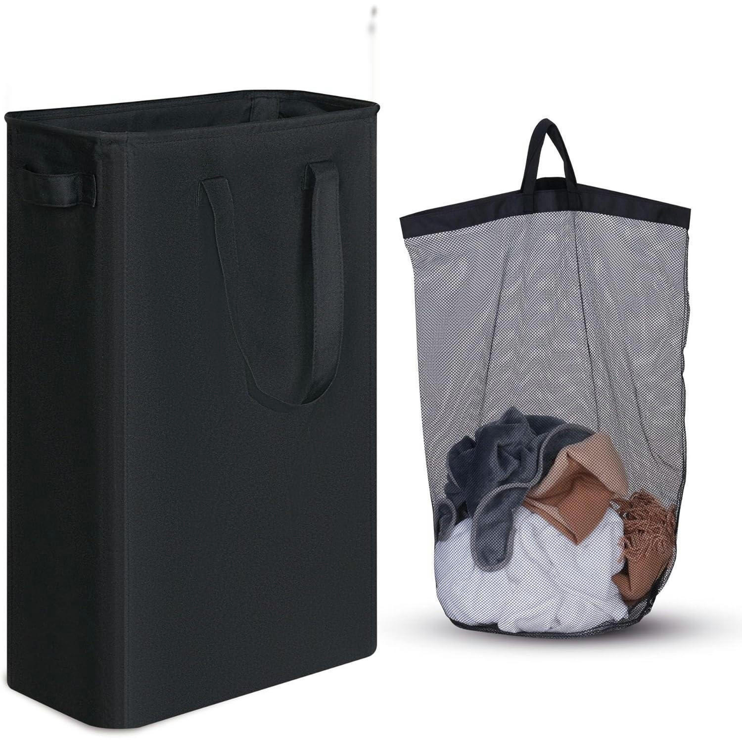 WÄSCHEKORB faltbar 50l Schwarz mit herausnehmbarer Innentasche - Schwarz, Textil (20/60/40cm)