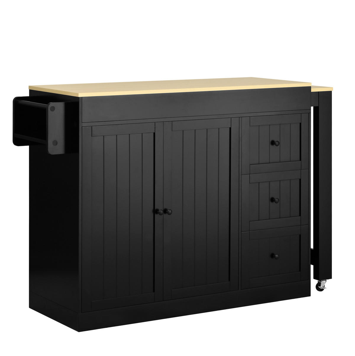 KÜCHENINSEL 112-186,8/45/93 cm aus MDF mit ausziehbarer Arbeitsplatte Schwarz - Schwarz, Holzwerkstoff (130/93/45cm) - Modenvie