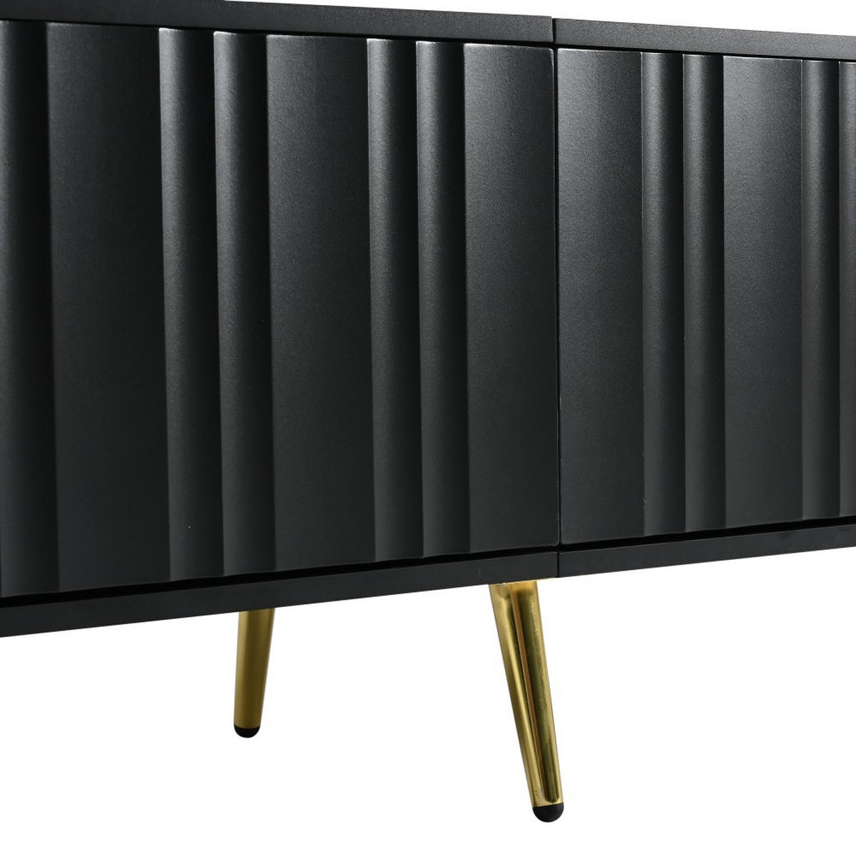LOWBOARD 190 cm(L) x 38 cm(W) x 48 cm(H) in Schwarz mit goldene Tischbeine - Schwarz, Holz (38/48/190cm) - KOMHTOM