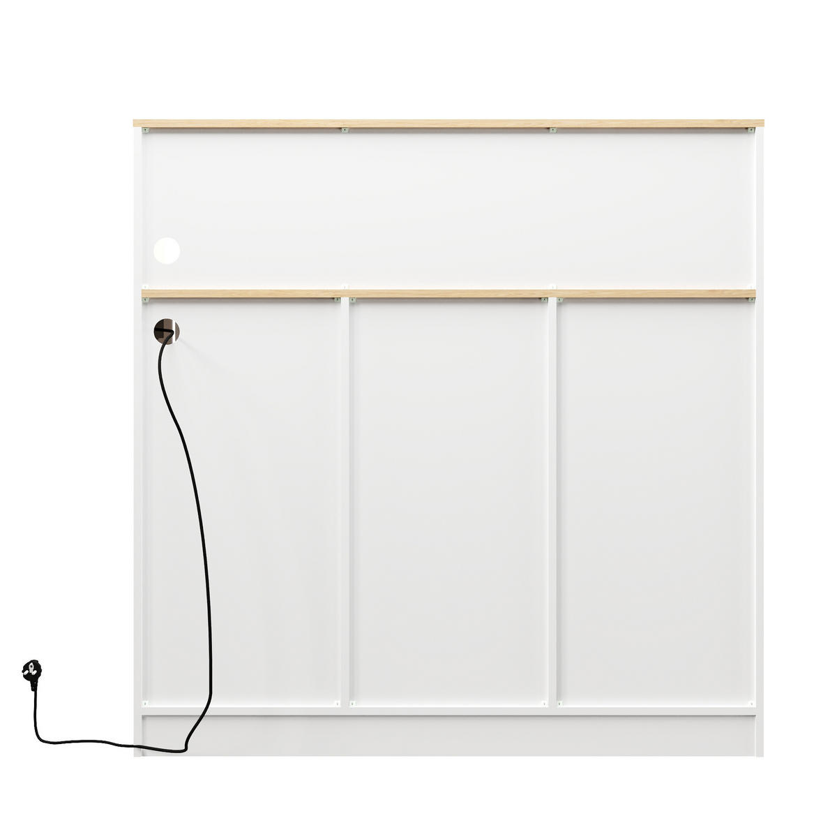 SIDEBOARD 120/40/121 cm mit Weinregal, LED und 3 Schubladen in Weiß/Natur - Weiß, Holzwerkstoff (120/121/40cm) - BEAOK