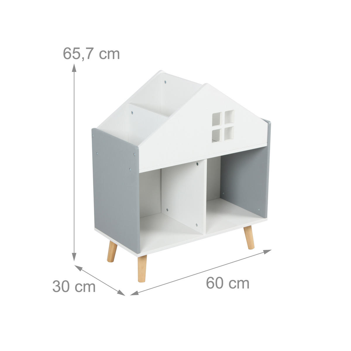 KINDERREGAL - Weiß, Holz/Holzwerkstoff (60/65.7/30cm) - Relaxdays