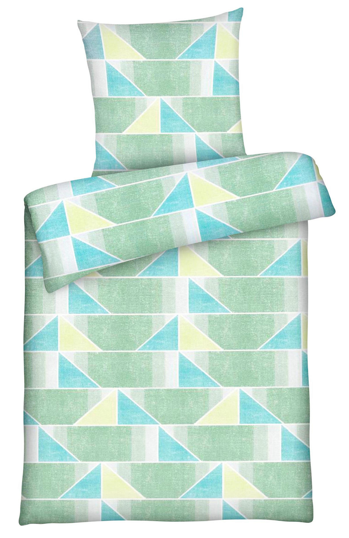 BETTWÄSCHE 135x200 Renforce aus 100% Baumwolle Bettbezug Dreick Muster Grün - Grün, Textil (135/200cm) - Carpe Sonno