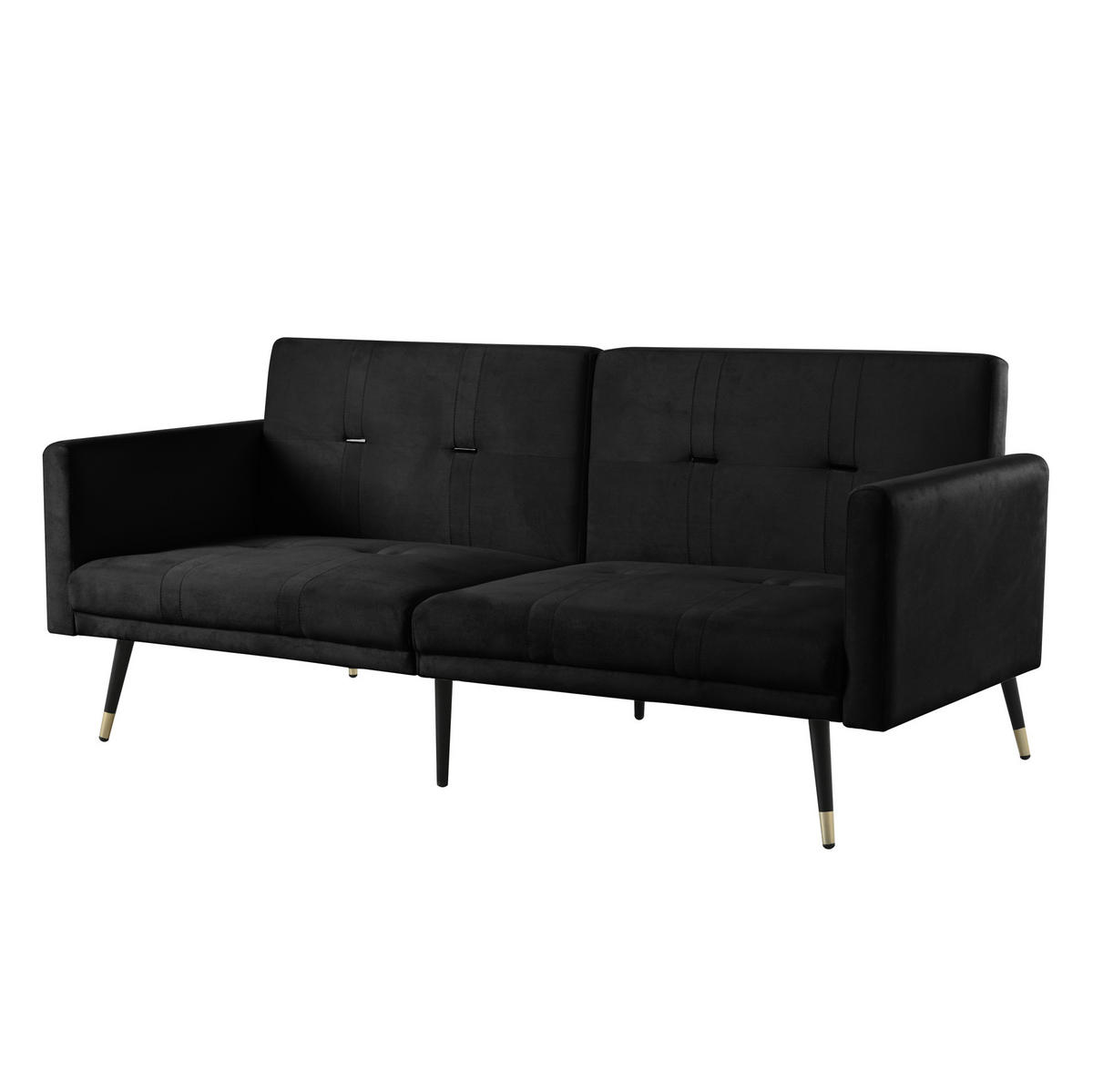 SCHLAFSOFA aus Samt mit 5-fach verstellbaren Rückenlehnen Schwarz - Schwarz, Textil (89/70/164cm) - Modenvie