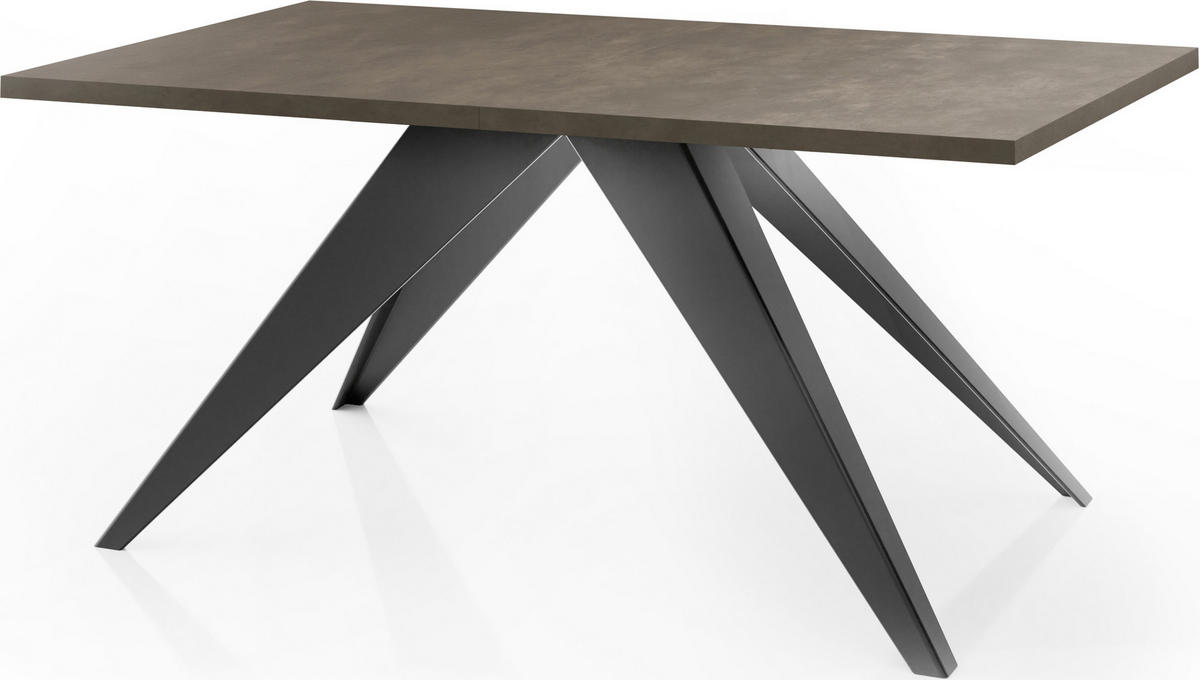 ESSTISCH Vance rechteckig ausziehbar, Dunkelgrauer Chicago Beton 160-260/90/76 cm - Dunkelgrau/Schwarz, Holzwerkstoff/Metall (160/90/76cm) - WFL GROUP
