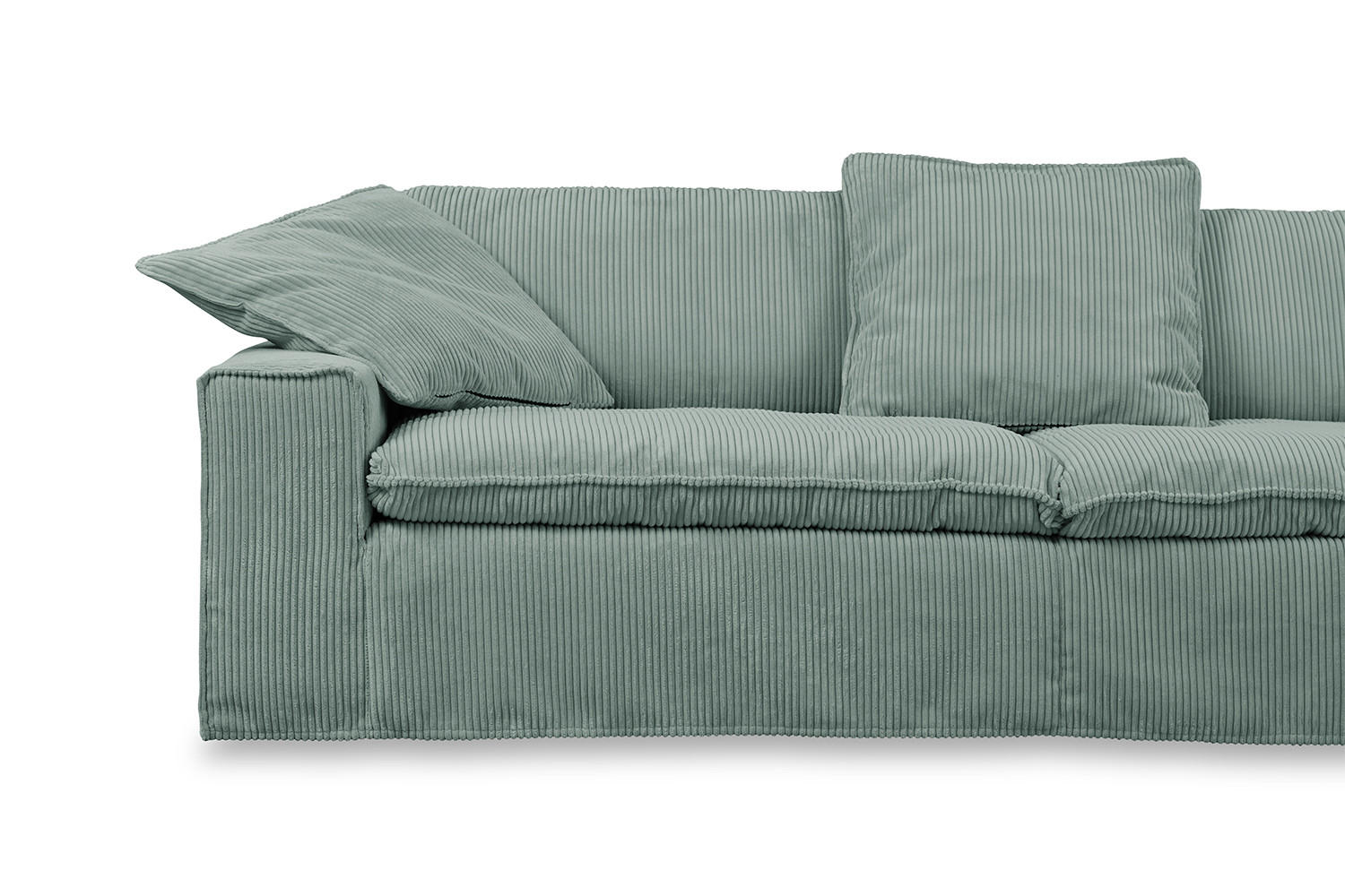 SOFA XL NETTA Petrol Cord - Petrol/Braun, Birkenholz/Textil (258/90/116cm) - KAWOLA
