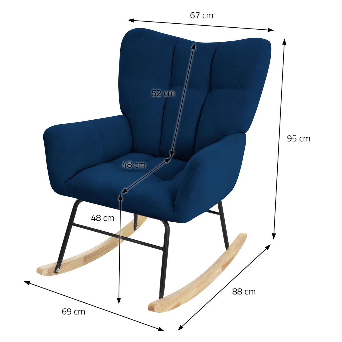 SCHAUKELSESSEL - Dunkelblau, Metall (88/95/69cm) - ML-DESIGN