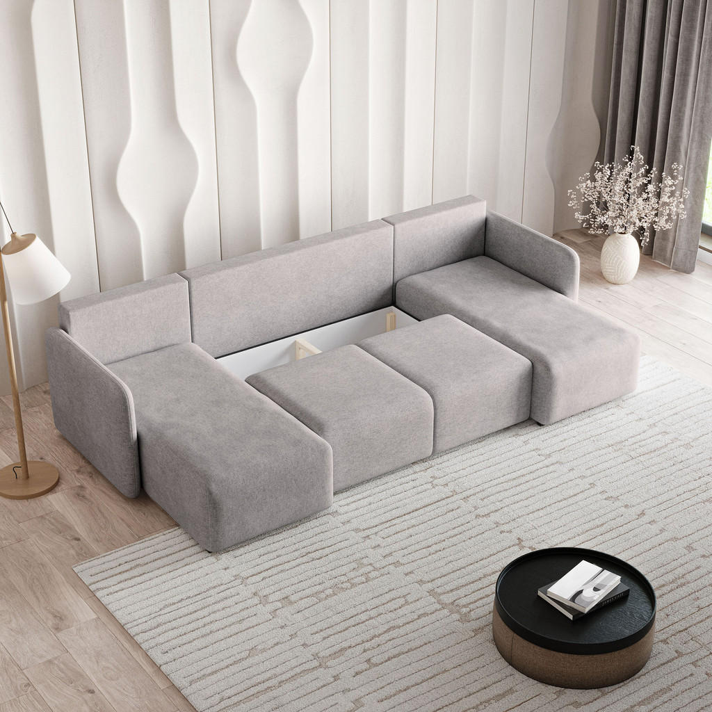 Thumbnail - Masseno Wohnlandschaft, Kupfer, Holz, 5-Sitzer, U-Form, 285x85x143 cm, Wohnzimmer, Sofas & Couches, Wohnlandschaften, Wo...