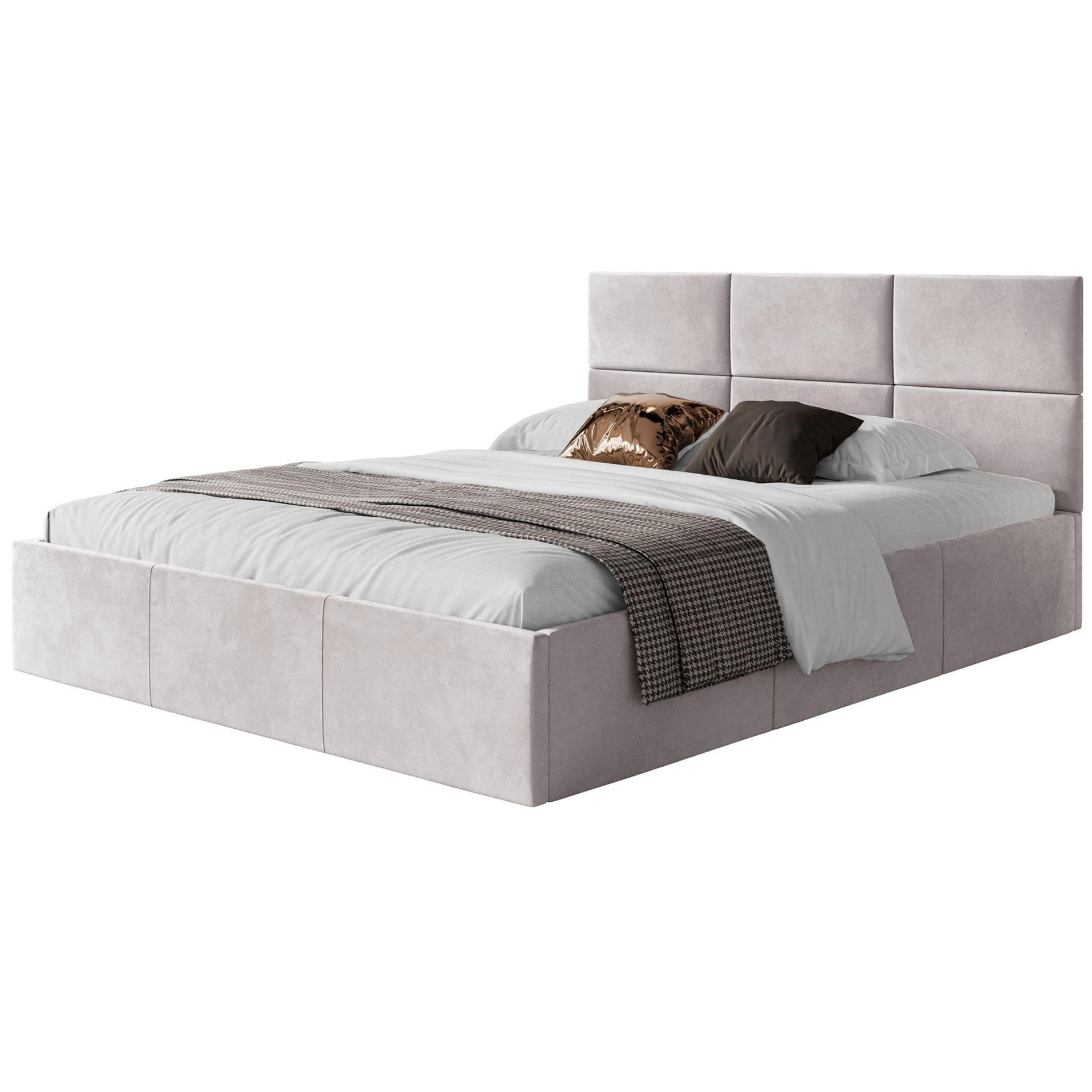 POLSTERBETT Nestio Hellbeige Samt 140x200 cm - Ecru, Kunststoff/Textil (140/200cm) - Selsey