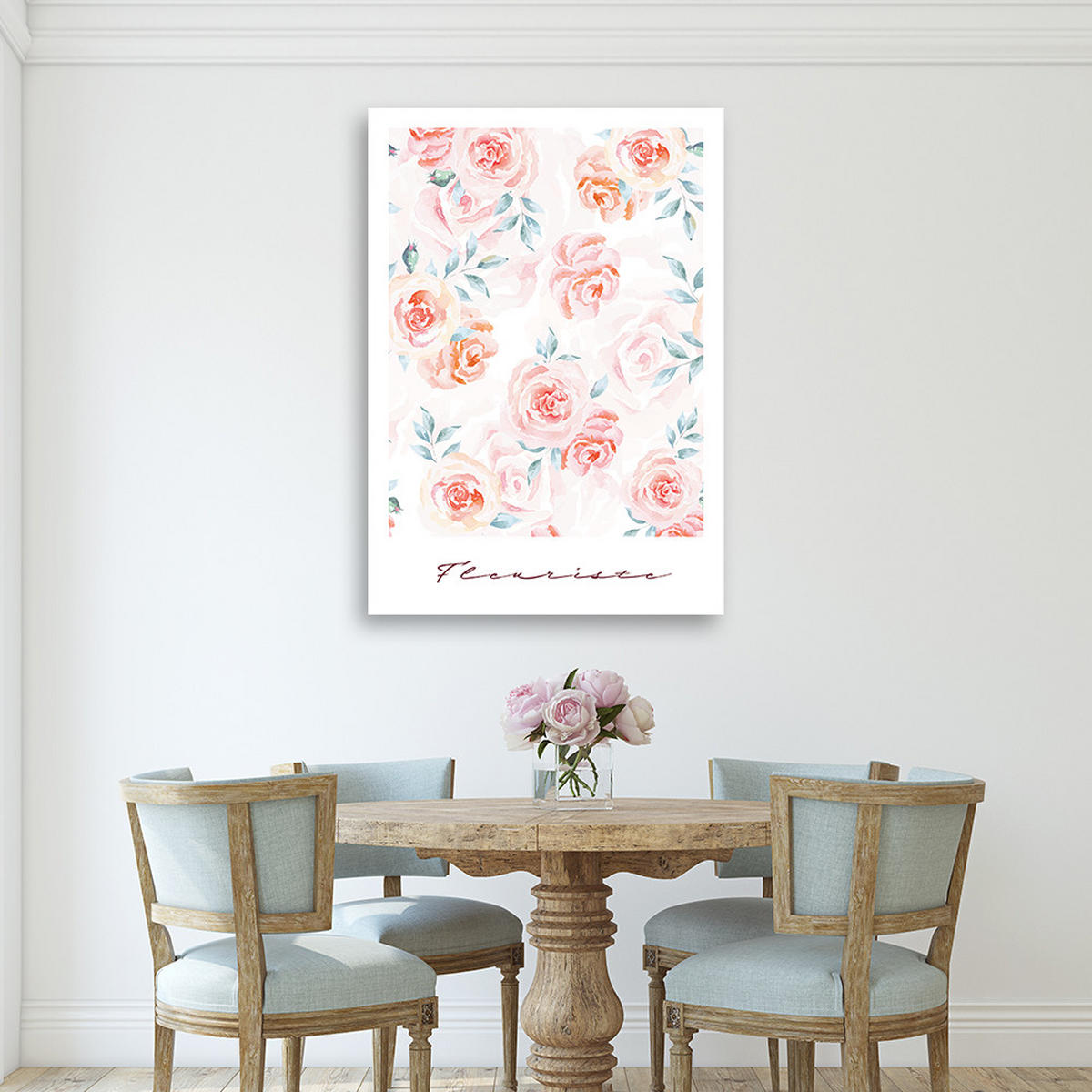 WANDBILD pastellrosen blumen - Pink, Textil (40/60cm) - Feeby