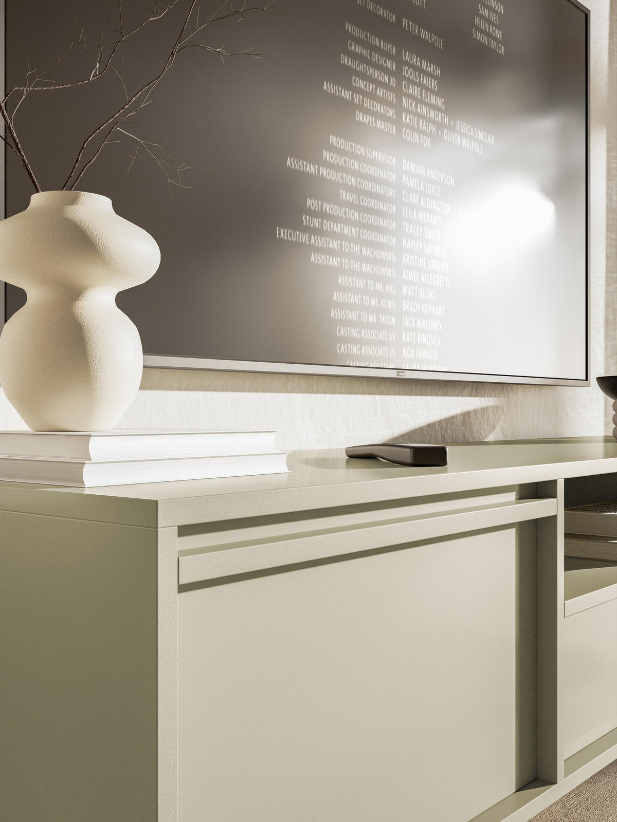 TV-SCHRANK Evo Graubeige mit Metallgestell 154 cm - Greige/Schwarz, Holzwerkstoff/Metall (154/59.8/39cm) - Selsey