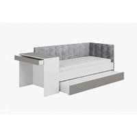 JUGENDBETT FABIAN 90/200 cm in Weiß/Hellgrau rechts - Hellgrau/Weiß, Holzwerkstoff/Textil (90/200cm) - Deine Möbel 24