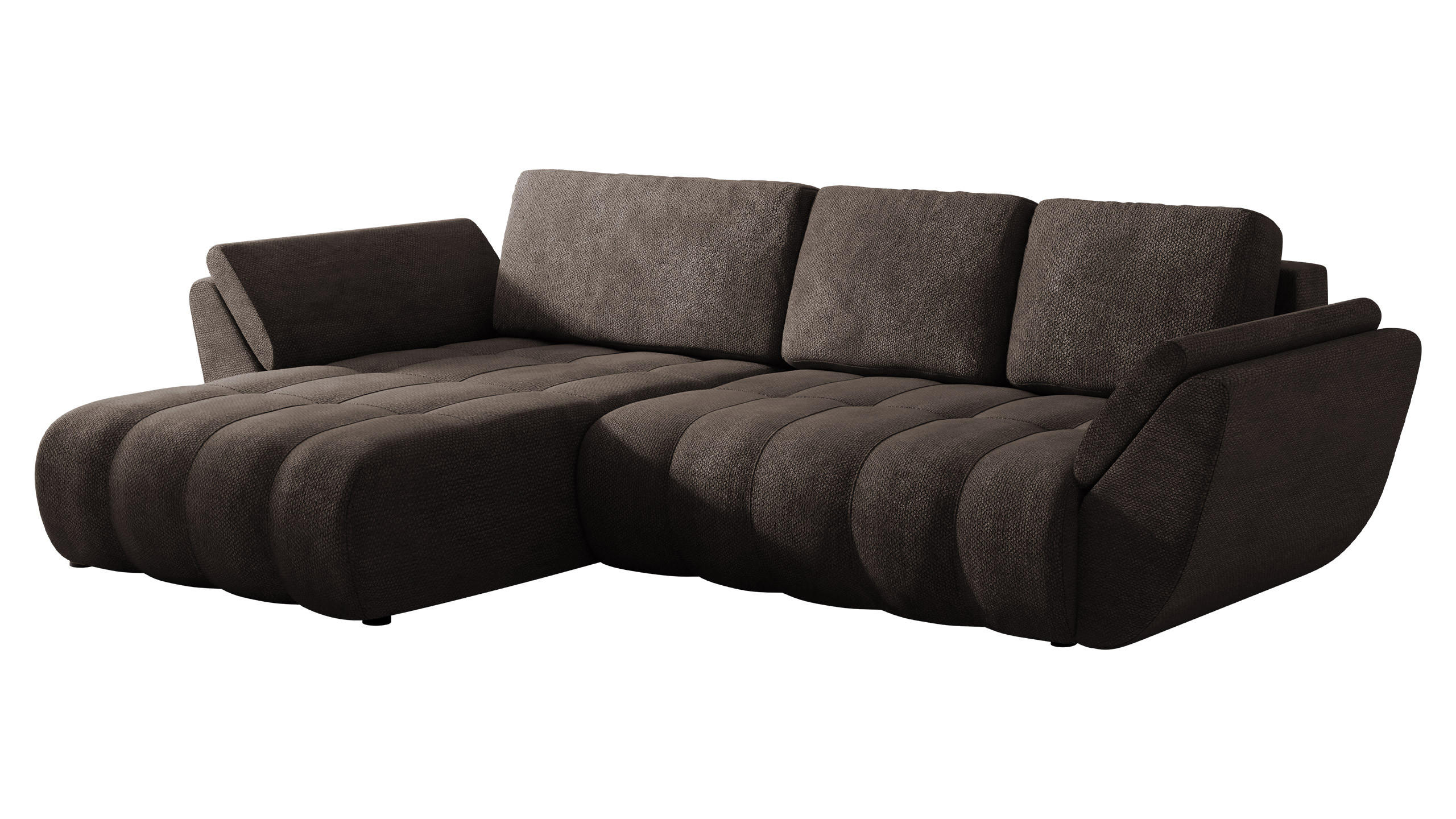 ECKSOFA Faro - Schwarz/Braun, Holz/Kunststoff (283/195cm) - MIRJAN24