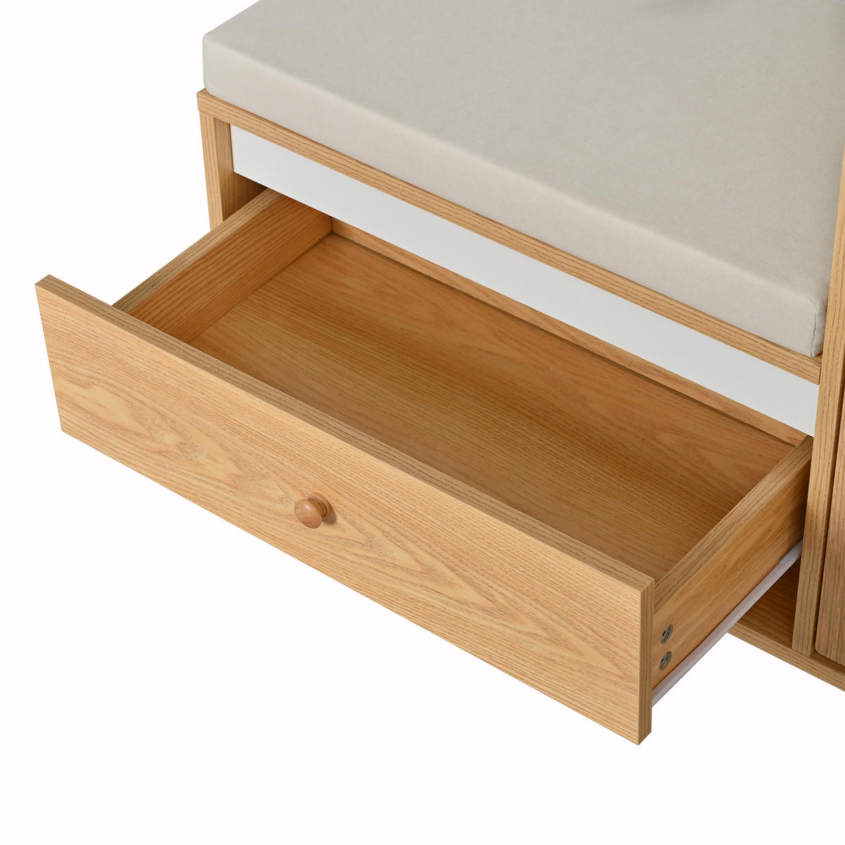 SCHUHSCHRANK aus MDF & Spanplatte 95,5x35x80,5cm in Natur mit Sitzkissen - Naturfarben, Holzwerkstoff (95.5/80.5/35cm) - Modfu